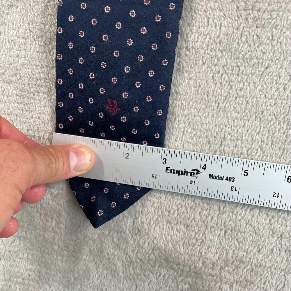 Christian Dior Paris New York Dress Tie Blue Geometric Silk Designer‎